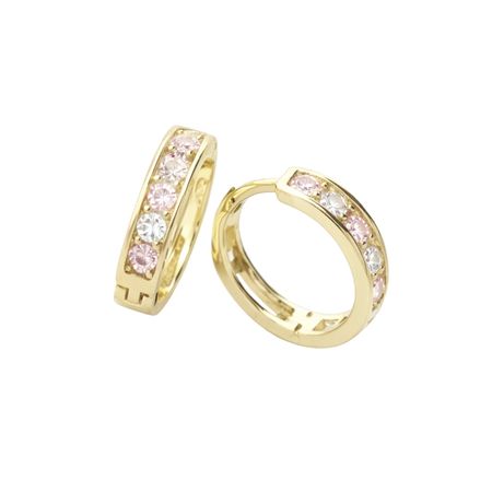 KOLCZYKI Z BIAŁO-RÓŻOWYMI CYRKONIAMI O ŚREDNICY 1,2 CM ZE ZŁOTA PR. 585, 14K