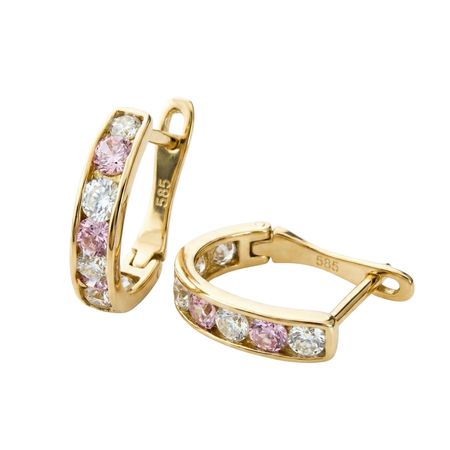 KOLCZYKI CYRKONIE BIAŁO RÓŻOWE ZAPIĘCIE ANGIELSKIE