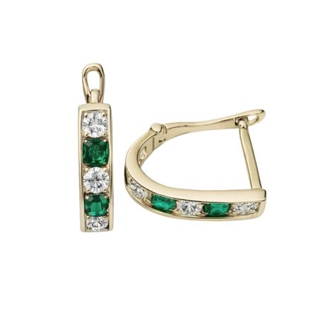 KOLCZYKI Z BIAŁO-ZIELONYMI CYRKONIAMI NA  ZAPIĘCIU ANGIELSKIM WYŻSZYM ZE ZŁOTA PR. 585, 14K