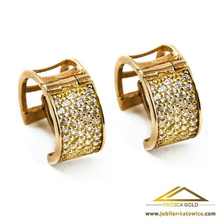 Kolczyki koła, zapinane szerokie z cyrkoniam ze złota pr. 585, 14k.