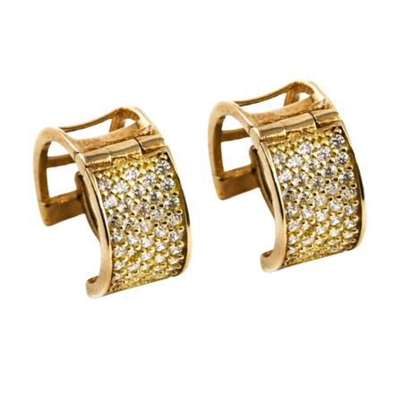 Kolczyki koła, zapinane szerokie z cyrkoniam ze złota pr. 585, 14k.