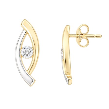 Kolczyki z brylantami 0,12 ct z dwukolorowego złota pr. 585, 14K