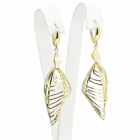 Kolczyki wiszące ażurowe liście, złoto pr. 585, 14K