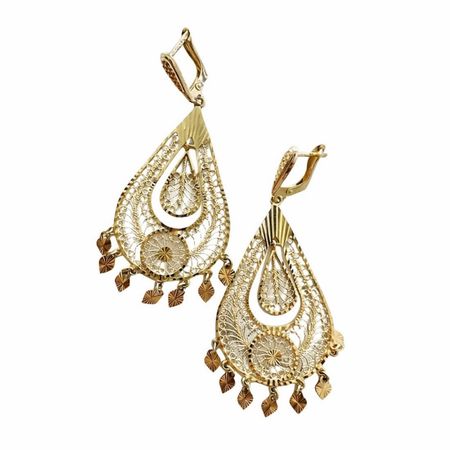 Kolczyki orientalne bogato zdobione, złoto pr. 585, 14K