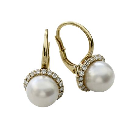 Kolczyki z perłą i cyrkonią, złoto pr. 585, 14K