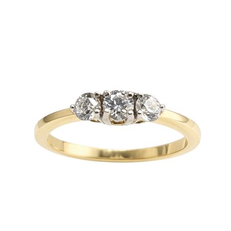 Pierścionek z trzema cyrkoniami ze złota pr. 585, 14K