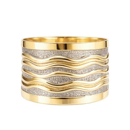 Pierścionek szeroki 1,80 g z dwukolorowego złota pr. 585, 14K