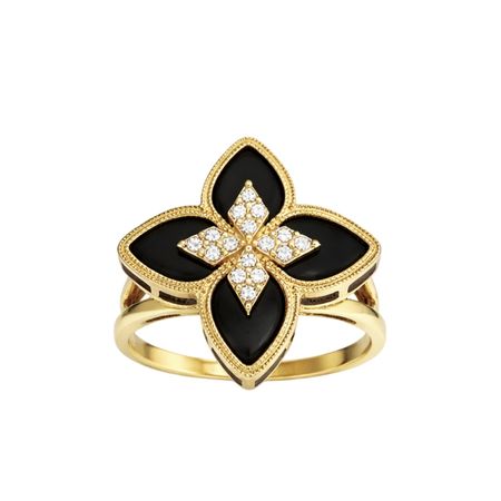 Pierścionek czarny kwiat 3,48 g ze złota pr. 585, 14K