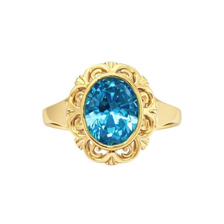 Pierścionek z niebieską cyrkonią 3,12 g ze złota pr. 585, 14K
