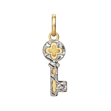 Zawieszka klucz 0,85 g z dwukolorowego złota pr. 585, 14K