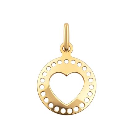 Zawieszka okrągła z sercem 0,36 g ze złota pr. 585, 14K