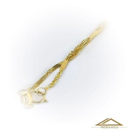 Łańcuszek Singapur, Pleciony, Kręcony z poprzeczką złoty o dł. 45cm