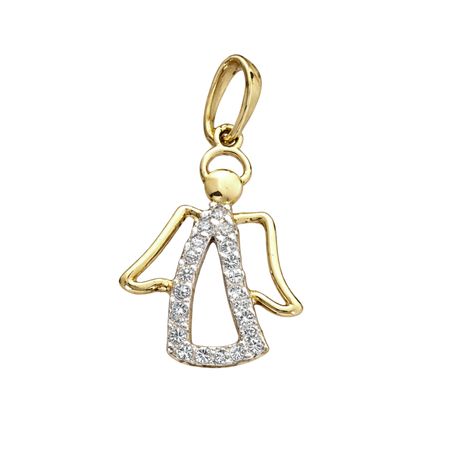 Zawieszka z aniołkiem z cyrkoniami ze złota pr. 585, 14K