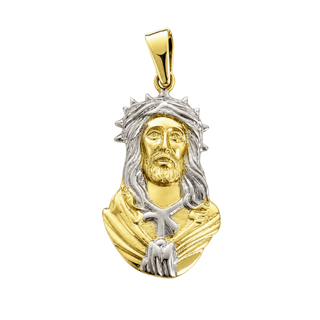 Medalik Jezus Chrystus w koronie cierniowej 1,70 g z dwukolorowego złota pr. 585, 14K