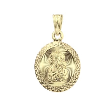 Medalik Matka Boska Częstochowska 0,85 g ze złota pr. 585, 14K
