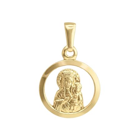 Medalik Matka Boska Częstochowska koło 0,86 g ze złota pr. 585, 14K
