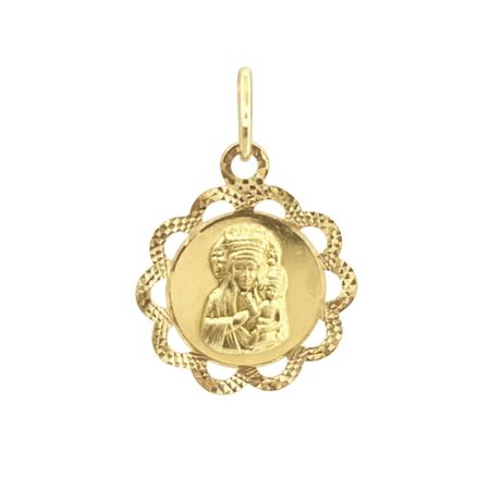 Medalik Matka Boża Częstochowska z ażurową ramką ze złota pr. 585, 14K