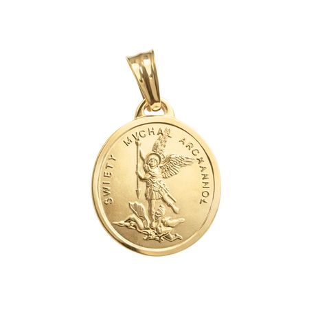 Medalik okrągły z wizerunkiem Michała Archanioła ze złota pr. 585, 14K