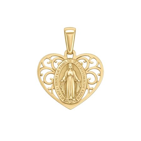 Medalik serce Matka Boża Niepokalana ze złota pr. 585, 14K