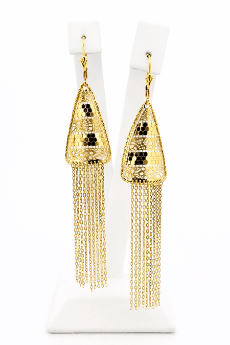 KOLCZYKI WISZĄCE PIRAMIDKI ZE ZŁOTA PR. 585, 14K