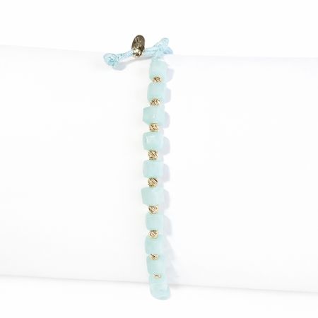 Niebieska bransoletka szczęścia, złote elementy pr. 585, 14K