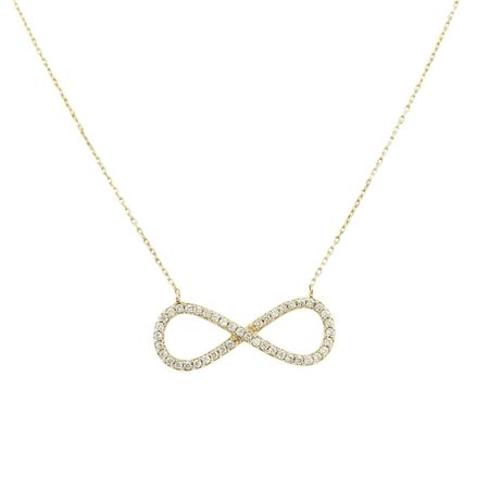 Nieskończoność z Cyrkoniami, Celebrytka 317 Złota 14k pr. 585