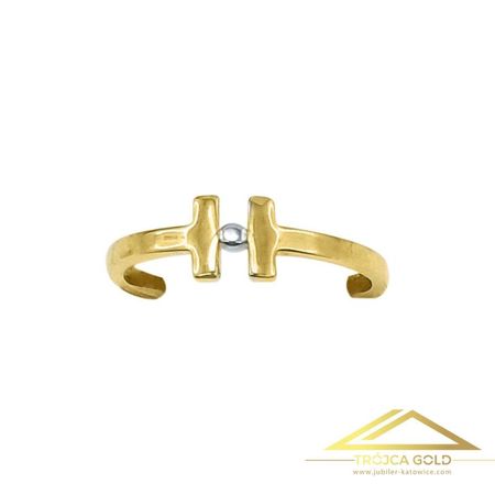 Nowoczesny Pierścionek z Dwoma Literami T i Kulką, próby 585