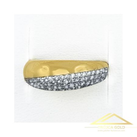 Pierścionek Dmuchany Owal z Cyrkoniami po Skosie, próby 585