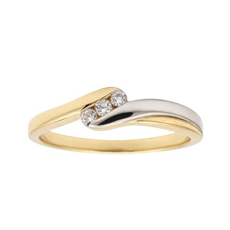 Pierścionek dwukolorowy z trzema cyrkoniami ze złota pr. 585, 14K
