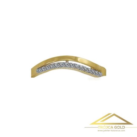 Pierścionek Fala Z Cyrkoniami na Jednej Poprzeczce, próby 585