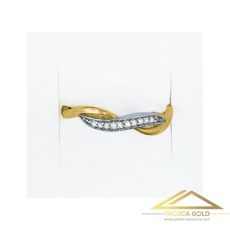 Pierścionek Fala Zwężająca się na Końcach z Cyrkoniami w Środku, próby 585