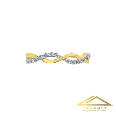 Pierścionek Fale Biało Żółte Przeplatające Się, próby 585