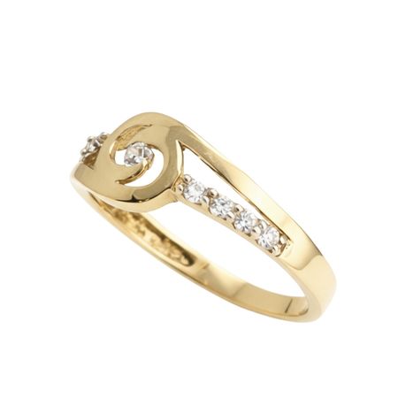 Pierścionek falowany 1,71 g z cyrkoniami ze złota pr. 585, 14K