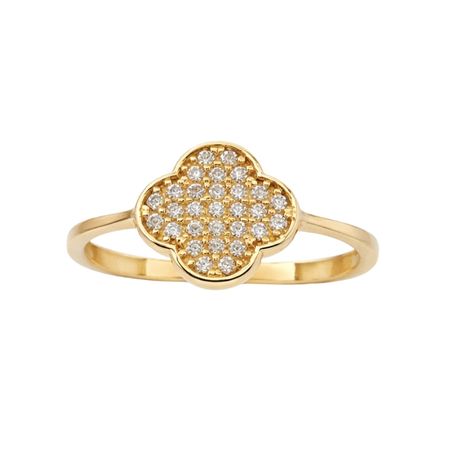 Pierścionek koniczyna wysadzana cyrkoniami ze złota pr. 585, 14K