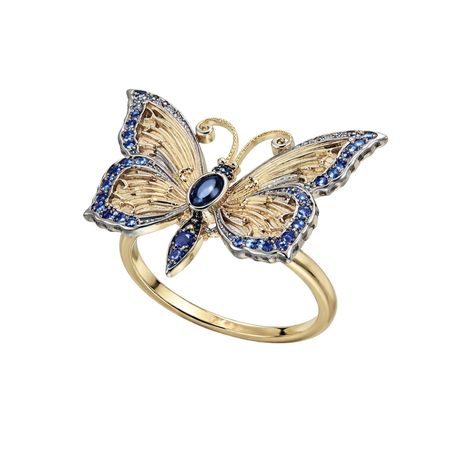 PIERŚCIONEK MOTYL Z NIEBIESKIMI CYRKONIAMI