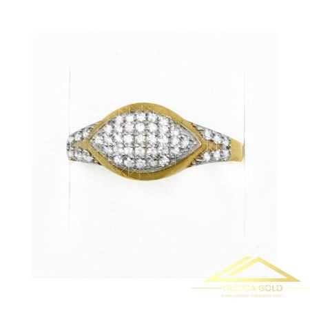 Pierścionek Owal Wysadzany Cyrkoniami, próby 585