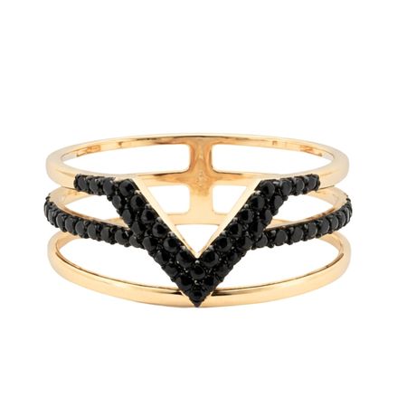 Pierścionek ozdobny z czarnymi cyrkoniami ze złota pr. 585, 14K