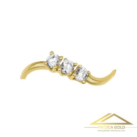 Pierścionek Tasiemka z Trzema Cyrkoniami, próby 585