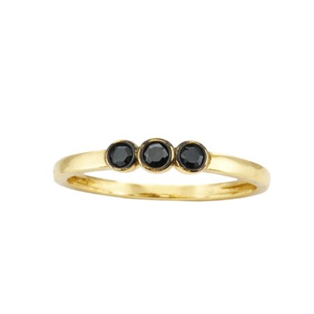 Pierścionek z czarnymi cyrkoniami ze złota pr. 585, 14K