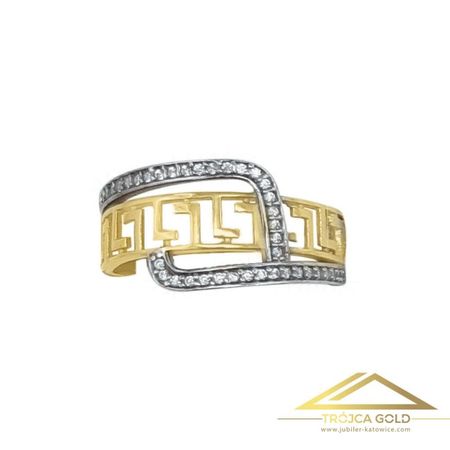 Pierścionek z Drogą Grecką w Obręczach Wysadzanych Cyrkoniami, próby 585