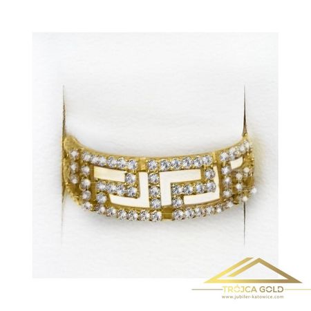 Pierścionek z Drogą Grecką Wysadzaną Cyrkoniami, próby 585