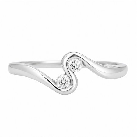Pierścionek z dwoma cyrkoniami 1,65 g z białego złota pr. 585, 14K