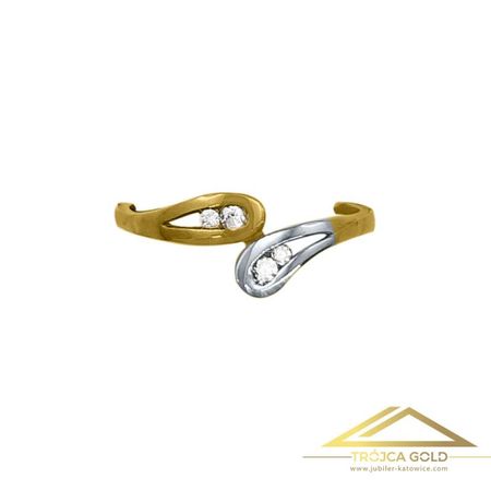 Pierścionek z Dwoma Kroplami i Cyrkoniami w Środku, próby 585