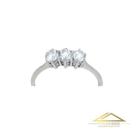 Pierścionek z Trzema Cyrkoniami Wykonany z Białego Złota, próby 585