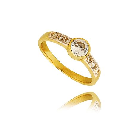 Pierścionek Z Żółtego Złota Z Cyrkoniami.