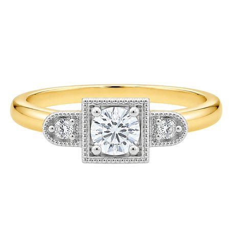 Pierścionek zaręczynowy z brylantami 0,13 ct z dwukolorowego złota pr. 585, 14K