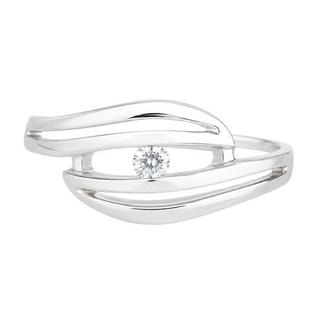 Pierścionek zaręczynowy z brylantem 0,05 ct z białego złota pr. 585, 14K