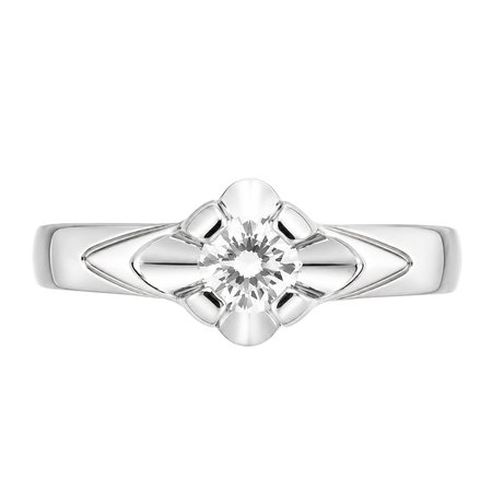 Pierścionek zaręczynowy z brylantem 0,18 ct z białego złota pr. 585, 14K
