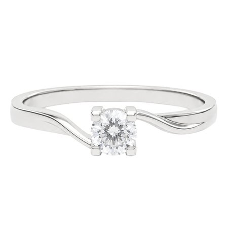 Pierścionek zaręczynowy z brylantem 0,32 ct z białego złota pr. 585, 14K