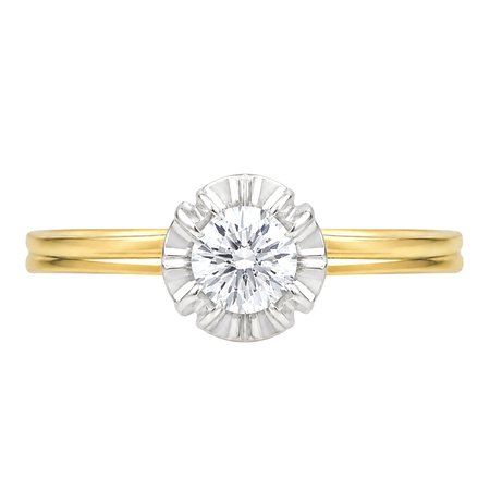 Pierścionek zaręczynowy z brylantem 0,38 ct z dwukolorowego złota pr. 585, 14K